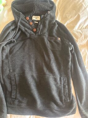 Billabong Men's Black Hooded Zip-Style Knit Pullover